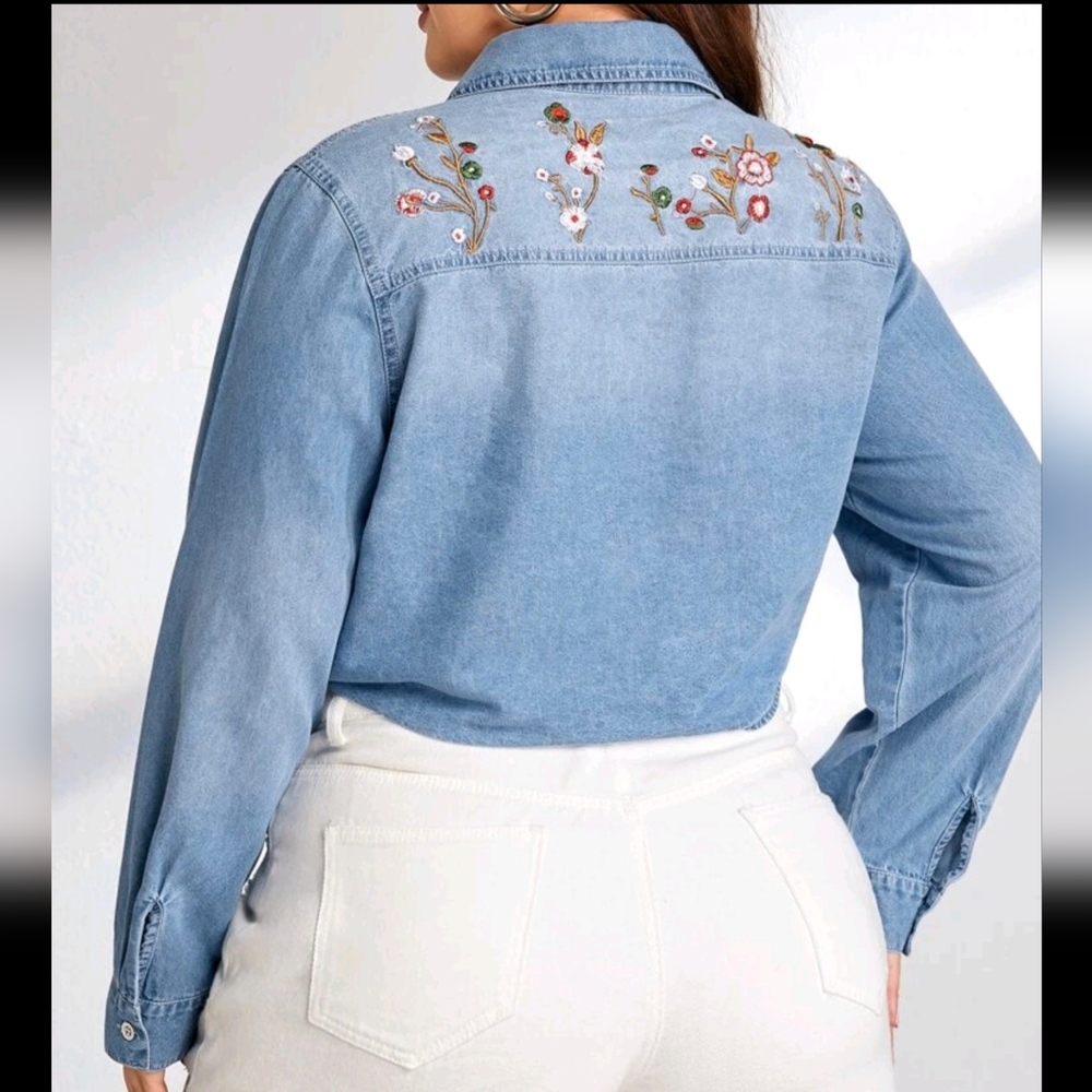 Denim embroidered shirt